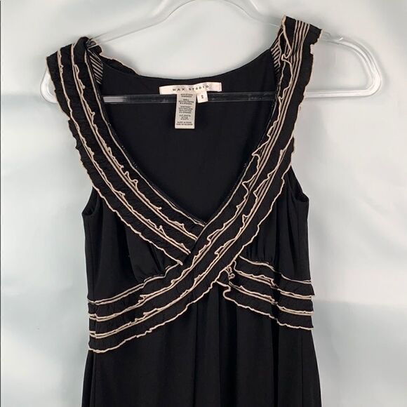 Max Studio black ruffled knit top - Picture 2 of 8